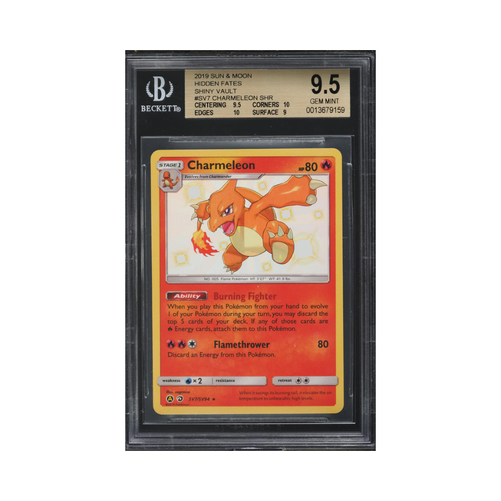2019PokemonSun_MoonHiddenFatesShinyCharmeleon_SV7BGS9.5GEMMINT